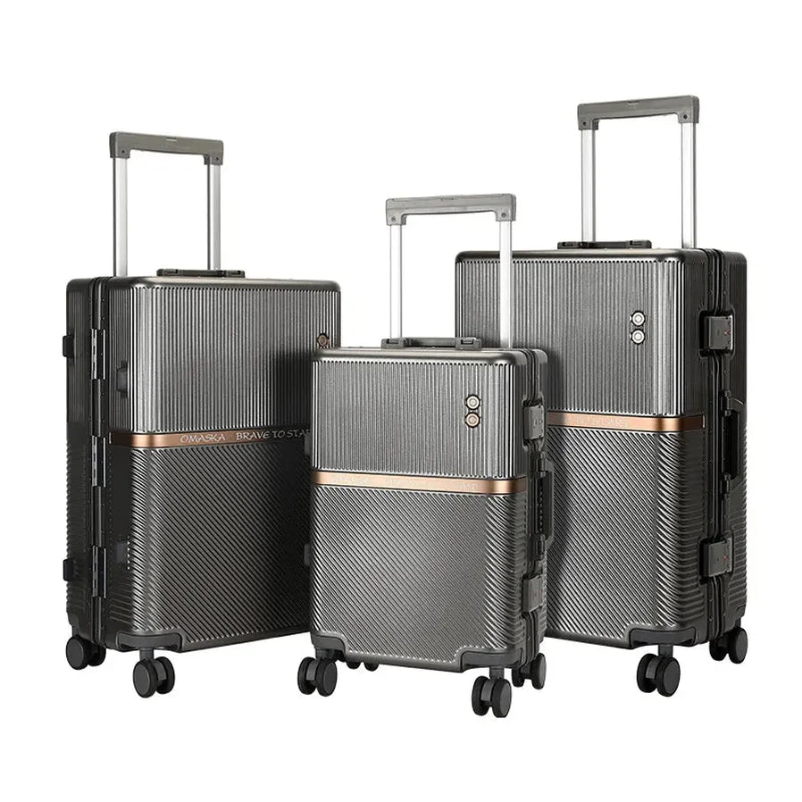HKM-255571 Durable Aluminium PC Travel Suitcase - 20, 24, 28 Inch Spinner Luggage for Men