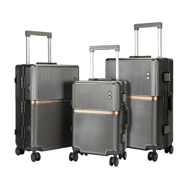 HKM-255571 Durable Aluminium PC Travel Suitcase - 20, 24, 28 Inch Spinner Luggage for Men