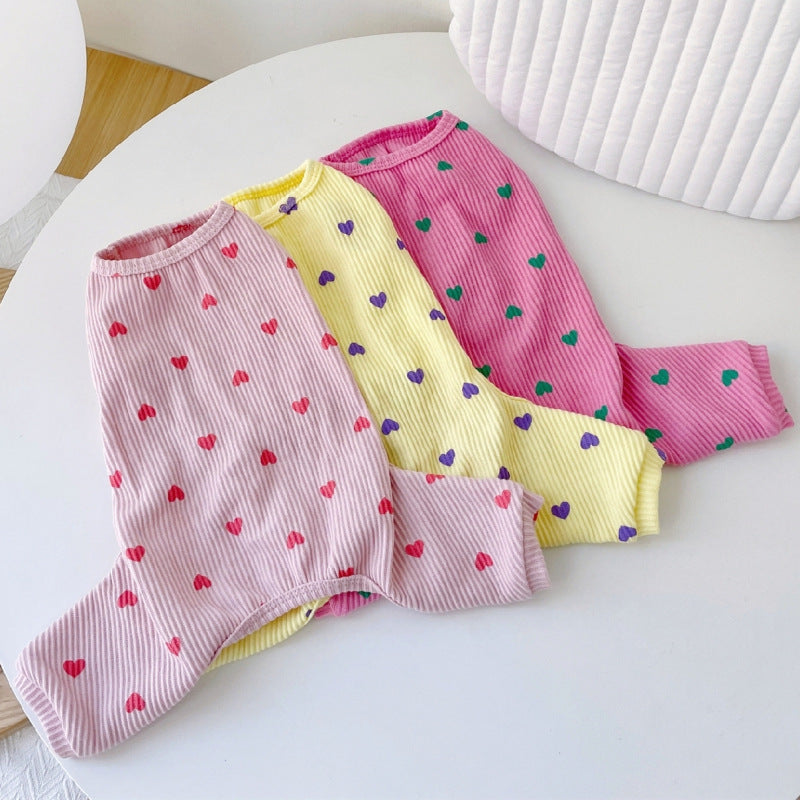 HKM-2557757 Pet Love Minimalist Cotton Home Clothes - Pink, Yellow, Rose, Multiple Sizes