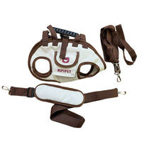 HKM-2558525 Outdoor Traction Backpack Set for Dogs and Cats with Leash and Harness, Breathable Design for Carrying Comfort