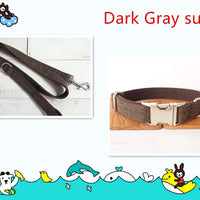 HKM-2558909 Thickened Dark Gray Polyester Fiber Dog Collar with Alloy Buckle and Rope
