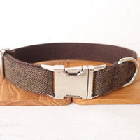 HKM-2558909 Thickened Dark Gray Polyester Fiber Dog Collar with Alloy Buckle and Rope
