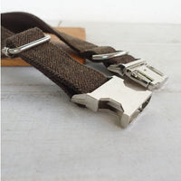 HKM-2558909 Thickened Dark Gray Polyester Fiber Dog Collar with Alloy Buckle and Rope
