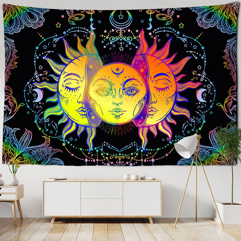 HKM-255891 Nordic Style Abstract Landscape Tapestry Shawl - Machine Washable Polyester Fiber, Rectangle - 148x200 cm & 150x130 cm Options