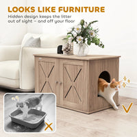 HKM-2562365 Cat Litter Box Enclosure with Drawers - Stylish, Concealed Design for Privacy and Easy Access