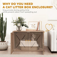 HKM-2562365 Cat Litter Box Enclosure with Drawers - Stylish, Concealed Design for Privacy and Easy Access