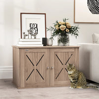 HKM-2562365 Cat Litter Box Enclosure with Drawers - Stylish, Concealed Design for Privacy and Easy Access