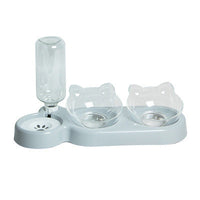 HKM-2562877 Automatic Three-Bowl Pet Feeder with Cat Ear Neck Guard, Eco-Friendly PP Material, Available in Multiple Colors