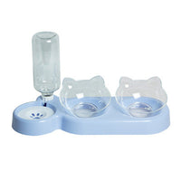 HKM-2562877 Automatic Three-Bowl Pet Feeder with Cat Ear Neck Guard, Eco-Friendly PP Material, Available in Multiple Colors