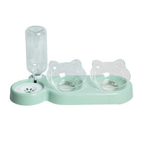HKM-2562877 Automatic Three-Bowl Pet Feeder with Cat Ear Neck Guard, Eco-Friendly PP Material, Available in Multiple Colors