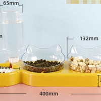 HKM-2562877 Automatic Three-Bowl Pet Feeder with Cat Ear Neck Guard, Eco-Friendly PP Material, Available in Multiple Colors