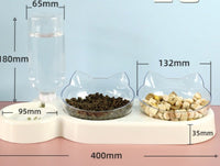 HKM-2562877 Automatic Three-Bowl Pet Feeder with Cat Ear Neck Guard, Eco-Friendly PP Material, Available in Multiple Colors