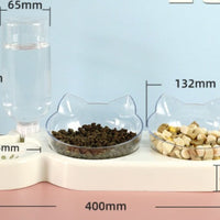 HKM-2562877 Automatic Three-Bowl Pet Feeder with Cat Ear Neck Guard, Eco-Friendly PP Material, Available in Multiple Colors