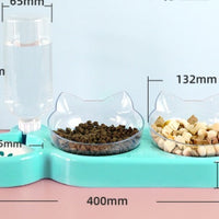 HKM-2562877 Automatic Three-Bowl Pet Feeder with Cat Ear Neck Guard, Eco-Friendly PP Material, Available in Multiple Colors