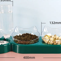 HKM-2562877 Automatic Three-Bowl Pet Feeder with Cat Ear Neck Guard, Eco-Friendly PP Material, Available in Multiple Colors