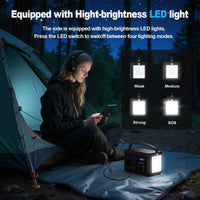 HKM-256403 Portable Power Station 120W 88.8Wh with Quick Charge, 230V AC Outlets, DC Ports, and LED Flashlight