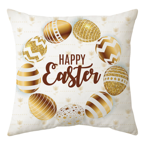 HKM-256467 Easter Rabbit Cushion Cover in Cartoon Style with Peach Skin Fabric