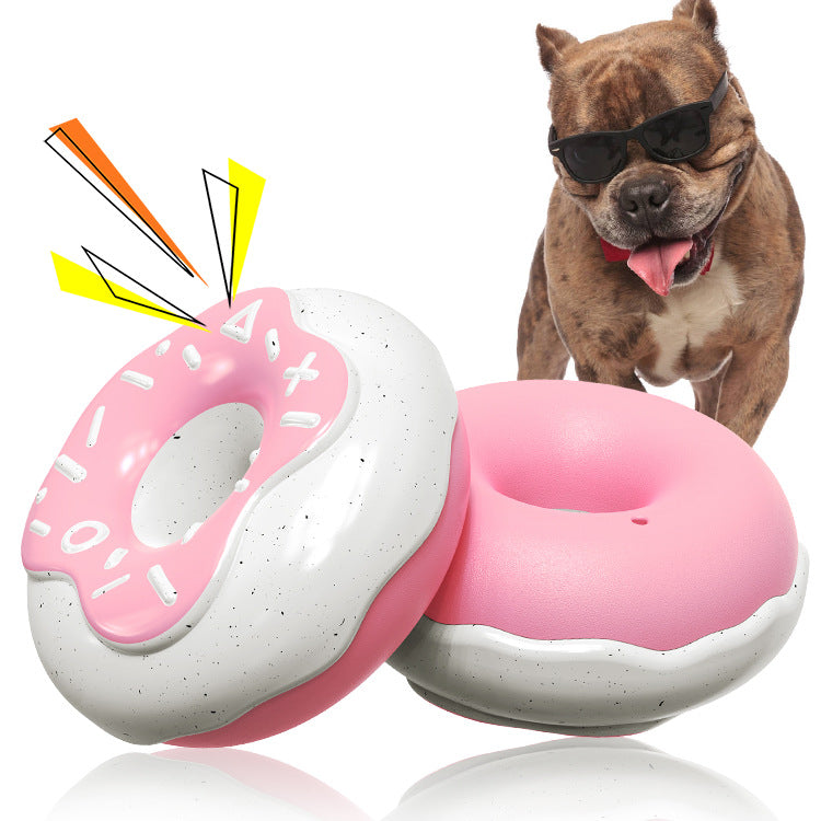 HKM-2565309 Molar Teeth Cleaning Donut Dog Toy - TPR, Assorted Colors