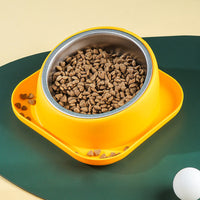 HKM-2566845 Oblique Cat and Dog Food Bowl - Anti-Tumble Design in White, Yellow, and Orange
