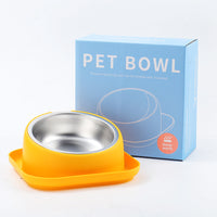 HKM-2566845 Oblique Cat and Dog Food Bowl - Anti-Tumble Design in White, Yellow, and Orange