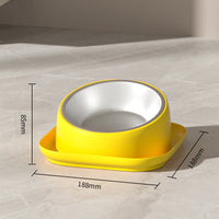 HKM-2566845 Oblique Cat and Dog Food Bowl - Anti-Tumble Design in White, Yellow, and Orange