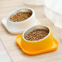 HKM-2566845 Oblique Cat and Dog Food Bowl - Anti-Tumble Design in White, Yellow, and Orange
