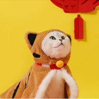 HKM-2567229 Cozy Tiger Spot Thickened Plush Cloak for Small Dogs