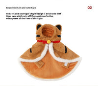 HKM-2567229 Cozy Tiger Spot Thickened Plush Cloak for Small Dogs