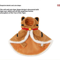 HKM-2567229 Cozy Tiger Spot Thickened Plush Cloak for Small Dogs