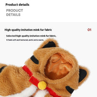 HKM-2567229 Cozy Tiger Spot Thickened Plush Cloak for Small Dogs