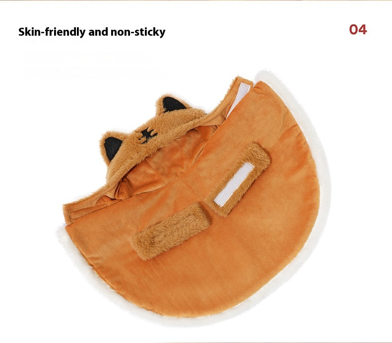 HKM-2567229 Cozy Tiger Spot Thickened Plush Cloak for Small Dogs