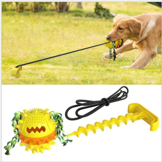 HKM-256787 Durable Outdoor TPR Dog Teething Toy with Strong Draw Rope and Vibrant Colors