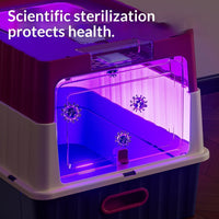 HKM-2568125 Extra-Large Enclosed Cat Litter Box with Cube Drawer and UV Sterilization in Off-White