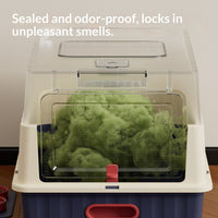 HKM-2568125 Extra-Large Enclosed Cat Litter Box with Cube Drawer and UV Sterilization in Off-White
