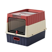 HKM-2568125 Extra-Large Enclosed Cat Litter Box with Cube Drawer and UV Sterilization in Off-White