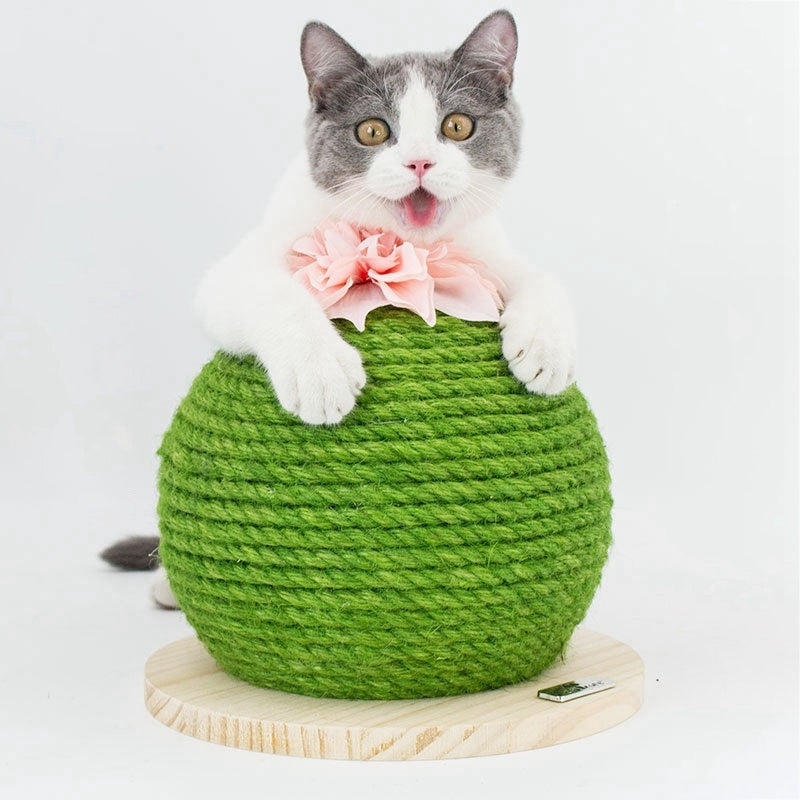 HKM-256851 Sisal Cactus Cat Climbing Frame with Wooden Base – Scratch-Resistant and Durable Design