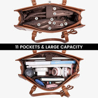 HKM-257043 15.6-inch Casual Shoulder Tote Handbag and Laptop Briefcase for Women, PU Leather, Ideal for Work and Business