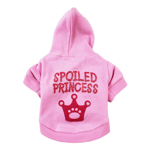 HKM-2570813 Pink Princess Hooded T-Shirt for Cats and Dogs, Cotton Material, Sizes XS-XL