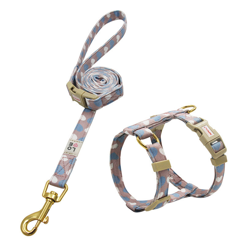 HKM-2572221 Bright Color Non-Stretch Cat and Dog Traction Rope with Adjustable Collar