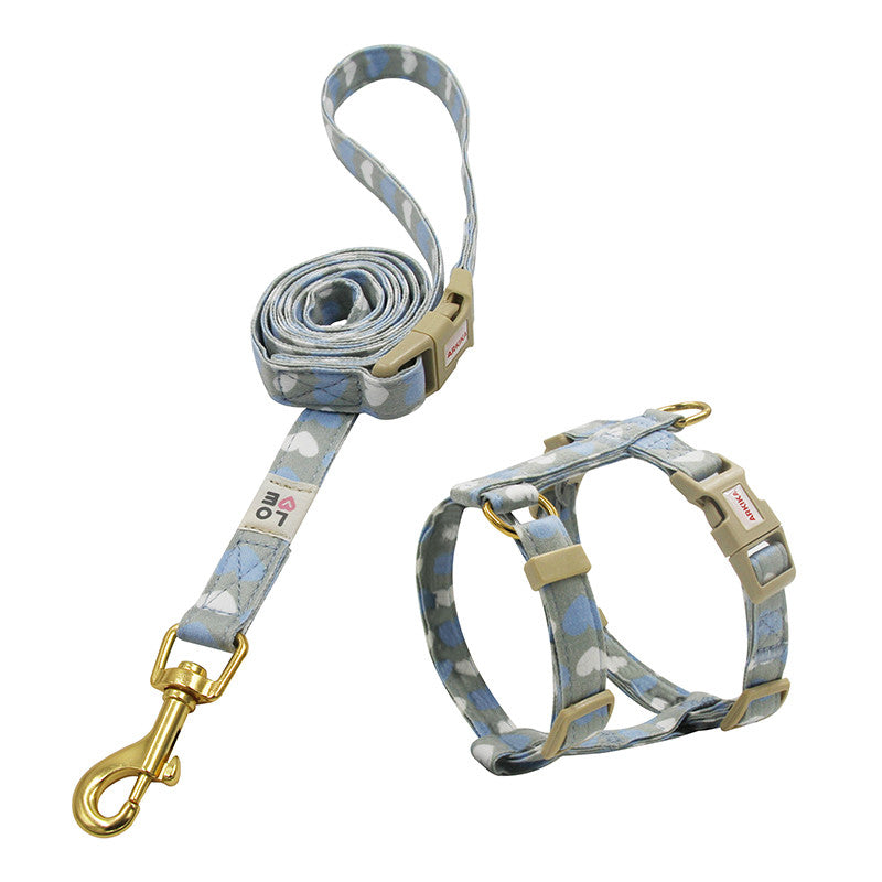 HKM-2572221 Bright Color Non-Stretch Cat and Dog Traction Rope with Adjustable Collar