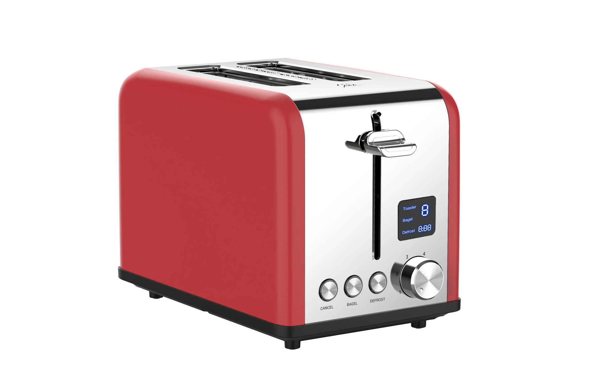 HKM-257235 Stainless Steel 2-Slice Automatic Pop-Up Bread Toaster with LED Display