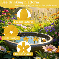 HKM-2572605 Yellow Plastic Insect Petal-Shaped Drinking Water Platform for Bees and Small Insects