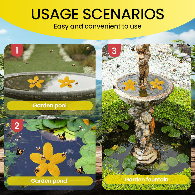 HKM-2572605 Yellow Plastic Insect Petal-Shaped Drinking Water Platform for Bees and Small Insects