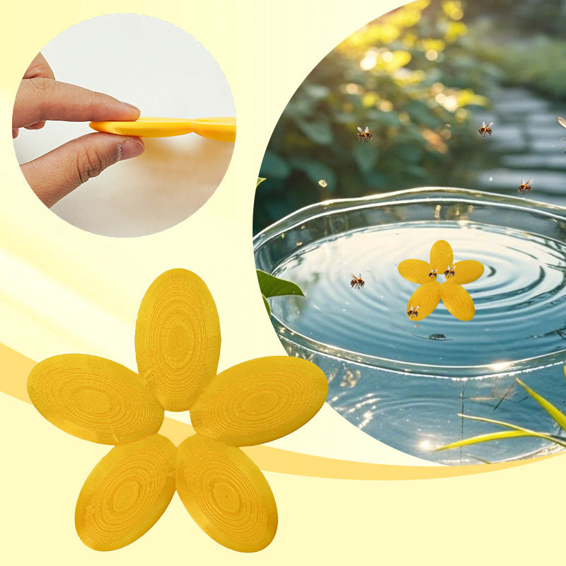 HKM-2572605 Yellow Plastic Insect Petal-Shaped Drinking Water Platform for Bees and Small Insects