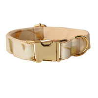 HKM-2574397 Cream Velvet Dog Collar Set with Leash and Bow Accessories in Multiple Sizes