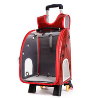 HKM-2574653 Transparent Folding Pet Trolley Diaper Bag for Small Dogs and Cats, Medium Soft PU PC and Oxford Cloth