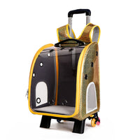 HKM-2574653 Transparent Folding Pet Trolley Diaper Bag for Small Dogs and Cats, Medium Soft PU PC and Oxford Cloth