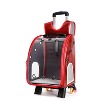 HKM-2574653 Transparent Folding Pet Trolley Diaper Bag for Small Dogs and Cats, Medium Soft PU PC and Oxford Cloth