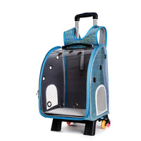HKM-2574653 Transparent Folding Pet Trolley Diaper Bag for Small Dogs and Cats, Medium Soft PU PC and Oxford Cloth