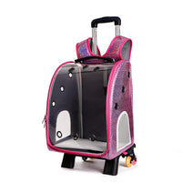 HKM-2574653 Transparent Folding Pet Trolley Diaper Bag for Small Dogs and Cats, Medium Soft PU PC and Oxford Cloth